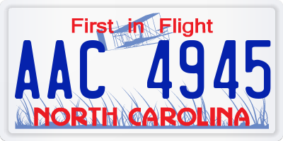 NC license plate AAC4945