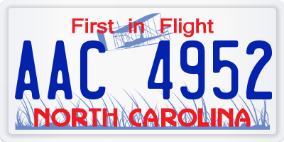 NC license plate AAC4952
