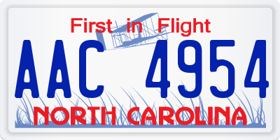 NC license plate AAC4954