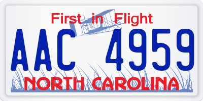 NC license plate AAC4959