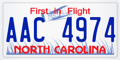 NC license plate AAC4974