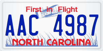 NC license plate AAC4987