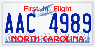 NC license plate AAC4989