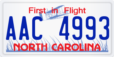 NC license plate AAC4993