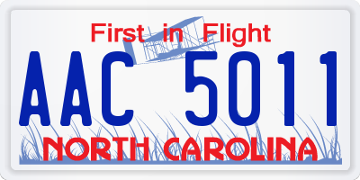 NC license plate AAC5011