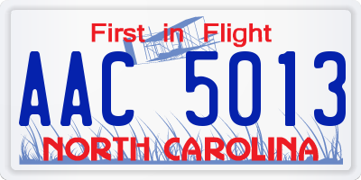 NC license plate AAC5013