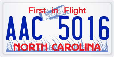 NC license plate AAC5016