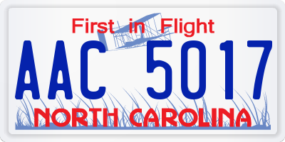 NC license plate AAC5017