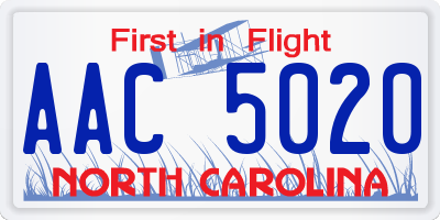 NC license plate AAC5020
