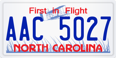 NC license plate AAC5027
