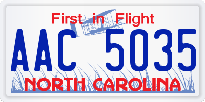 NC license plate AAC5035