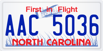 NC license plate AAC5036
