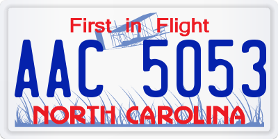 NC license plate AAC5053