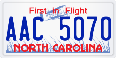 NC license plate AAC5070