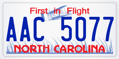 NC license plate AAC5077