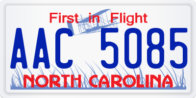 NC license plate AAC5085