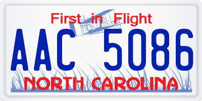 NC license plate AAC5086