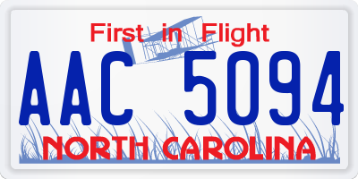 NC license plate AAC5094