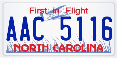 NC license plate AAC5116