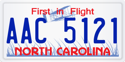 NC license plate AAC5121