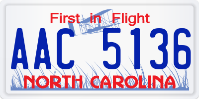 NC license plate AAC5136