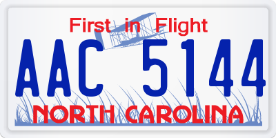 NC license plate AAC5144