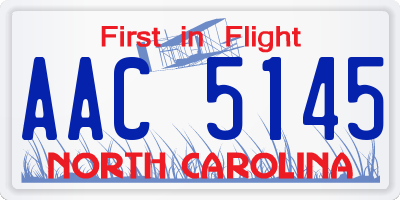 NC license plate AAC5145