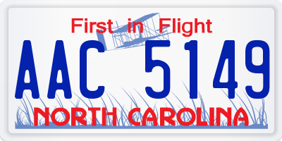 NC license plate AAC5149