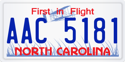 NC license plate AAC5181