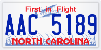 NC license plate AAC5189