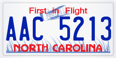 NC license plate AAC5213