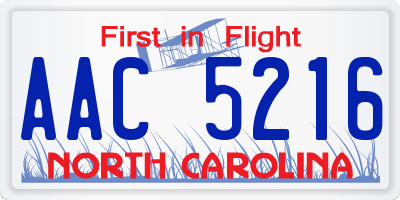 NC license plate AAC5216