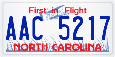 NC license plate AAC5217