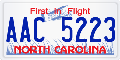 NC license plate AAC5223