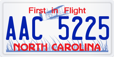 NC license plate AAC5225