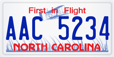 NC license plate AAC5234