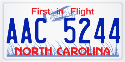 NC license plate AAC5244