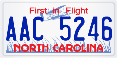 NC license plate AAC5246
