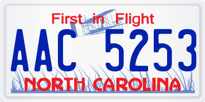 NC license plate AAC5253