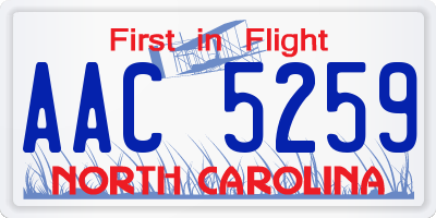 NC license plate AAC5259