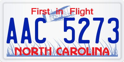 NC license plate AAC5273