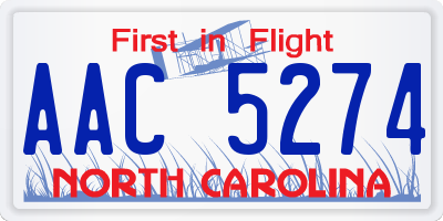 NC license plate AAC5274
