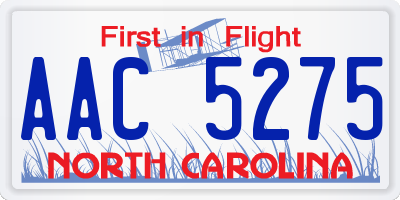 NC license plate AAC5275