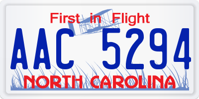 NC license plate AAC5294