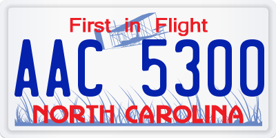 NC license plate AAC5300