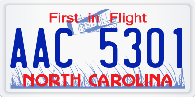 NC license plate AAC5301