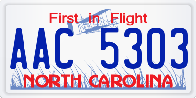 NC license plate AAC5303