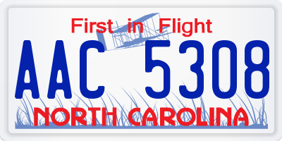 NC license plate AAC5308