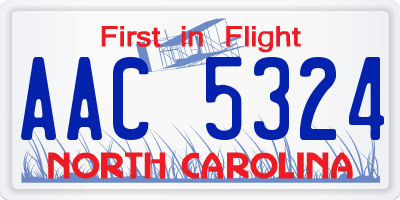NC license plate AAC5324