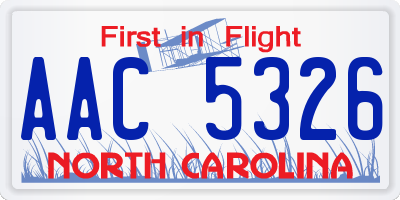 NC license plate AAC5326